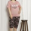 REINA - Πιτζάμα Κοντό Μανίκι Κάπρι Παντελόνι Plus Size 15560